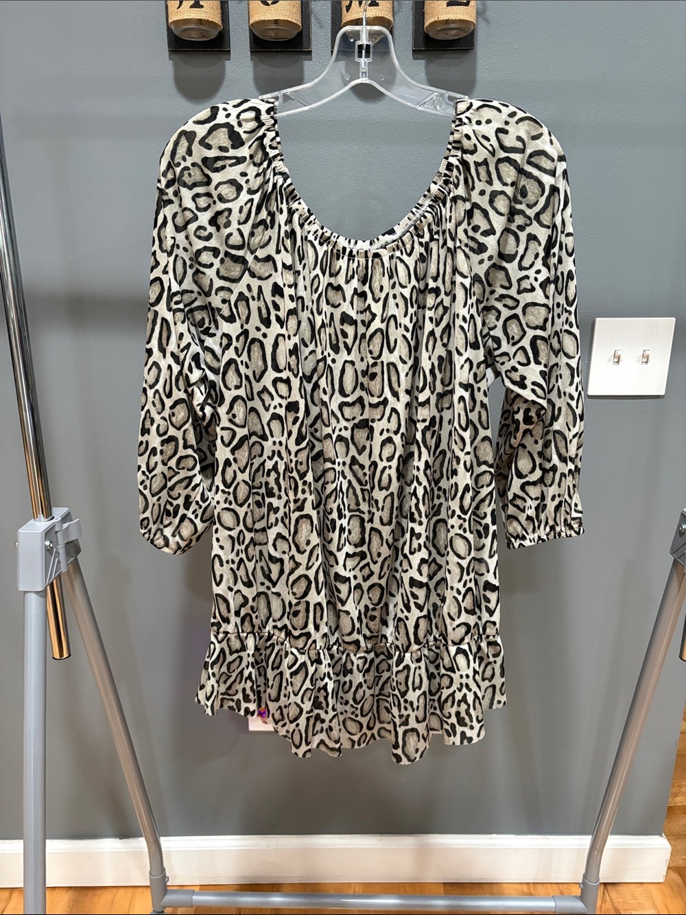 Lane Bryant Cream and Black Leopard Print Tunic